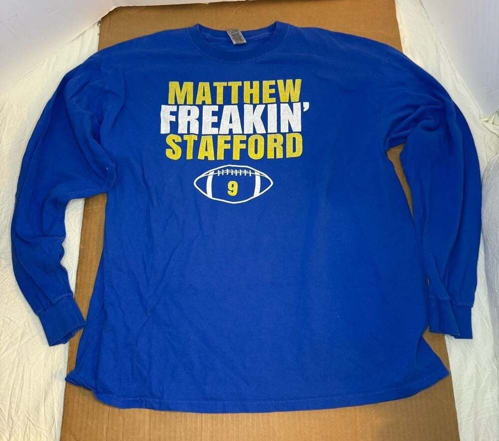 Gildan Matthew Freakin' Stafford Los Angeles Football Blue L/S T-Shirt XL